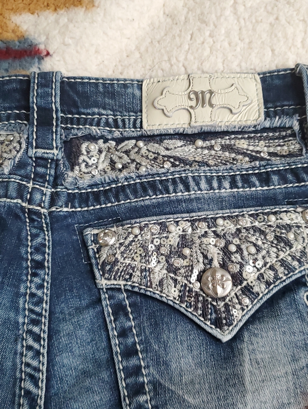 Miss Me Embellished Blue Denim Jeans Signature Slim - Picture 8 of 9